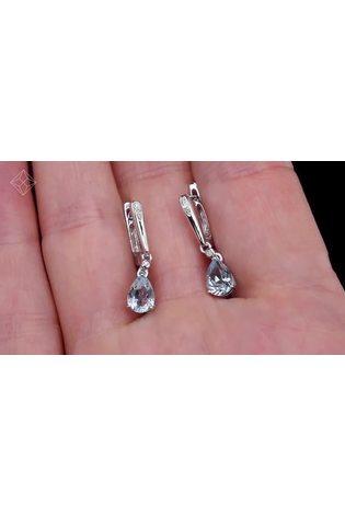 The Diamond Store 9K White Gold Stellato Blue Topaz and 0.03ct Diamond Earrings - Image 2 of 6