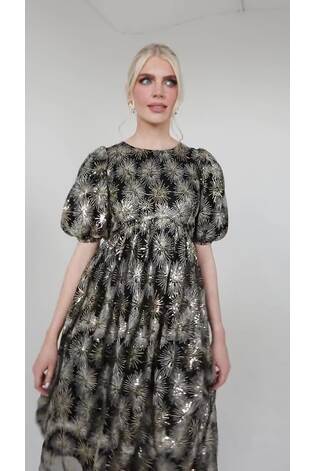 Lovedrobe Sequin Star Black Midi Dress - Image 2 of 7