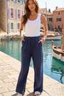 Roman Blue Linen Look Wide Leg Trousers - Image 2 of 3