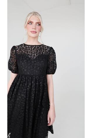 Lovedrobe Animal Print Lace Mini Black Dress - Image 2 of 6