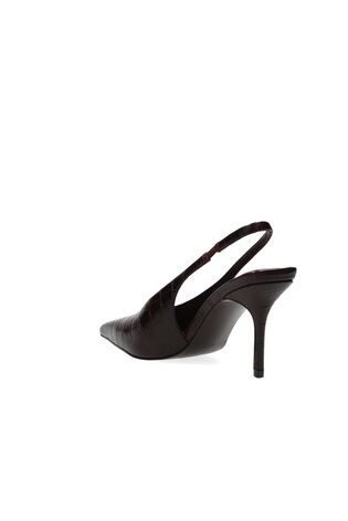 Reiss Burgundy Connie Leather Croc-Effect Slingback Mid-Heel Court Shoes - Image 2 of 5