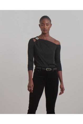 Lauren Ralph Lauren One-Sholder Cut Out Buckle Jersey Top - Image 2 of 9