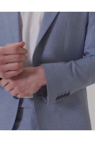 Harry Brown Blue Sandro Slim Fit Linen Look Suit Jacket - Image 2 of 12