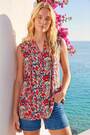 Roman Red Floral Pintuck Vest Top - Image 2 of 5
