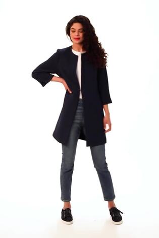 Roman Blue Chrome Textured Longline Smart Coat - Image 2 of 6