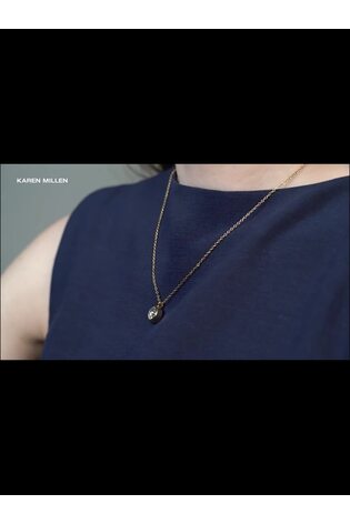 Karen Millen Silver Tone Crystal Dot Pendant Necklace - Image 2 of 6