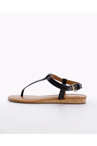 Dune London Black Slim Print Lari Wedge Toe Post Sandals - Image 2 of 7