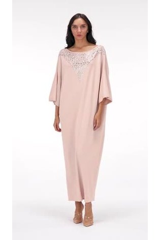 leem Pink Neck Embellished Knit Kaftan Maxi Dress - Image 2 of 5