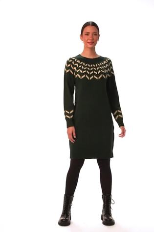 Roman Green Chevron Printed Knit Dress - Image 2 of 6