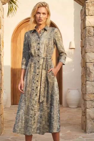 Roman Animal Print Midi Shirt Dress - Larawan 2 ng 6