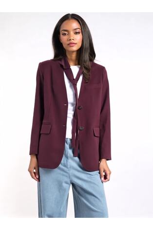 Religion Red Emily Collarless Blazer Jacket with Tie - Image 2 of 7