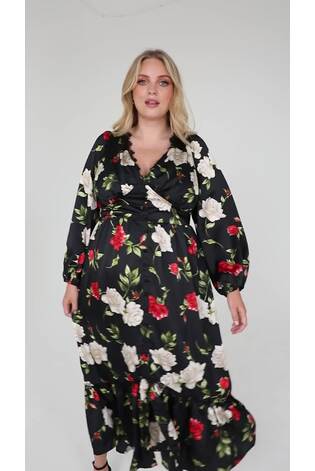 Lovedrobe Printed Lace Trim Black Midaxi Dress - Image 2 of 6