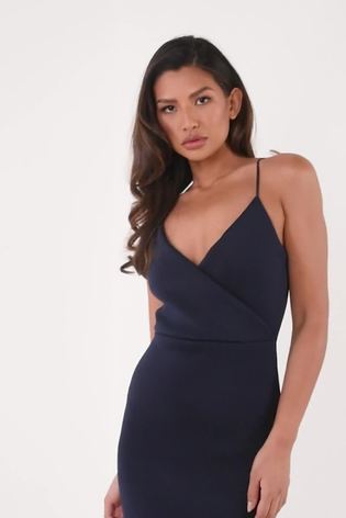 Buy Quiz Blue Wrap Fishtail Midi Dress from Next Luxembourg