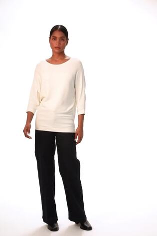 Roman White Ribbed Fitted Knit Jumper - Image 2 of 6