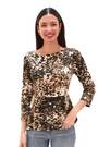 Roman Natural Animal Print Peplum Stretch Top - Image 2 of 6