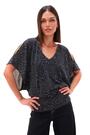 Roman Blue Glitter Animal Print Banded Hem Stretch Top - Image 2 of 6