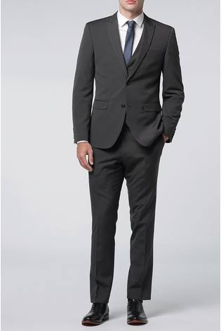 Charcoal Grey Skinny Two Button Suit Jacket
