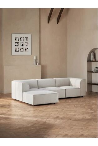 Vintaged Faux Leather Light Brown Single Foostool Alba Modular Sofa - Image 2 of 11