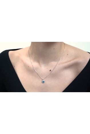 Ted Baker Silver/Blue SOLTELL: Solitaire Sparkle Crystal Pendant Necklace - Image 2 of 6