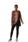 Roman Brown Animal Print Button Detail Top - Image 2 of 6