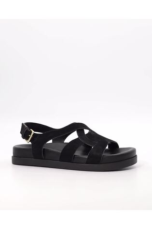 Dune London Black Loupin Cut-Out Footbed Sandals