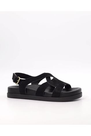 Dune London Black Ground Standard Fit Hallo Charm Trim Leather Ballet Shoes - Image 2 of 6