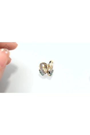 The Diamond Store Green 9K Yellow Gold Tone Emerald 8 x 15mm And Diamond Earrings - Image 2 of 4