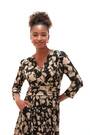 Roman Natural Abstract Floral Wrap Midi Dress - Image 2 of 6