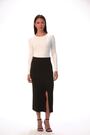Roman Black Front Split Knitted Midi Skirt - Image 2 of 6