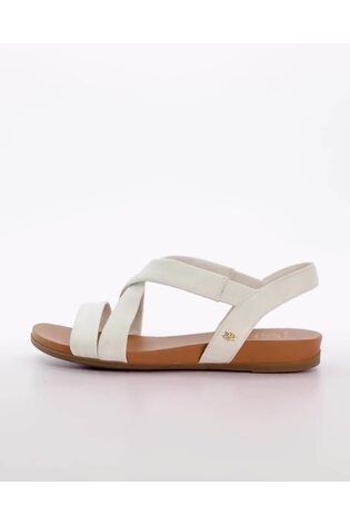 Dune London White Wide Fit Landies Cross Strap Comfort Flat Sandals - Image 2 of 5