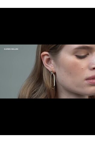 Karen Millen Crystal Ellipse Drop Earrings - Image 2 of 6 Karen Millen Crystal Ellipse Drop Earrings - Image 2 of 6