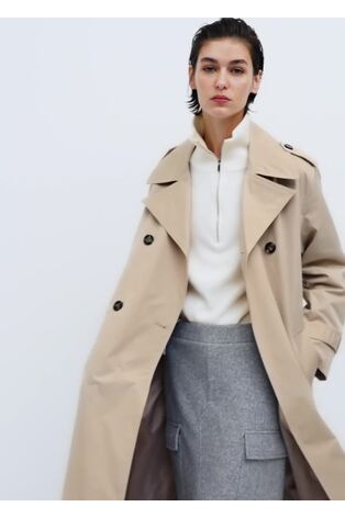 Mango Brown Double-Button Trench Coat - Image 2 of 8