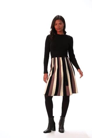 pardo - Roman Roman de malha verticais Stripe Dress - Imagem 2 de 6