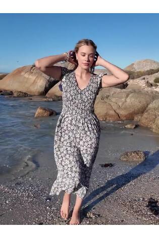 navy blue chiffon dress knee length Navy blue below the knee satin slip dress 'Grace' – Serena Silueta main image 1