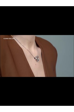 Karen Millen Silver Tone Crystal Ribbon Pendant Necklace - Image 2 of 6