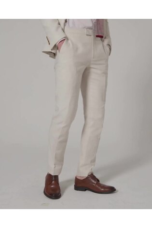 Harry Brown Cream Giacomo Slim Fit Cotton Linen Suit Trousers - Image 2 of 9 Harry Brown Cream Giacomo Slim Fit Cotton Linen Suit Trousers - Image 2 of 9