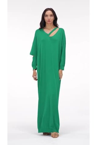 leem Green Cut Out Knit Kaftan Maxi Dress - Image 2 of 5