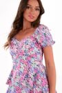 Quiz Pink & Blue Floral Ruffle Dress - Image 2 of 6