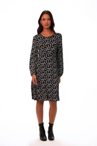 Roman Black Square Print Stretch Jersey Dress - Image 2 of 6