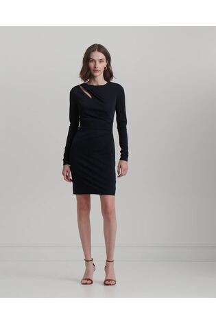 Lauren Ralph Lauren Navy Pleated Stretch Jersey Cocktail Dress - Image 2 of 9