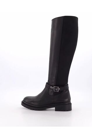 Dune London Black Teller Cleated Buckle Knee High Boots