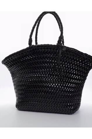 Dune London Black Dubrovnik Woven Basket Style Bag - Image 2 of 6