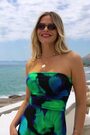 Sosandar Blue Petite Watercolour Print Bandeau Jersey Maxi Dress - Image 2 of 6