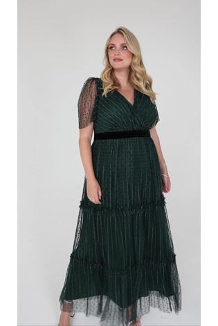 Lovedrobe Green Printed Angel Sleeve Tiered Maxi Dress - Image 2 of 7