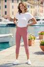 Roman Charm Pink Petite Cropped Stretch Capri Trousers - Image 2 of 5