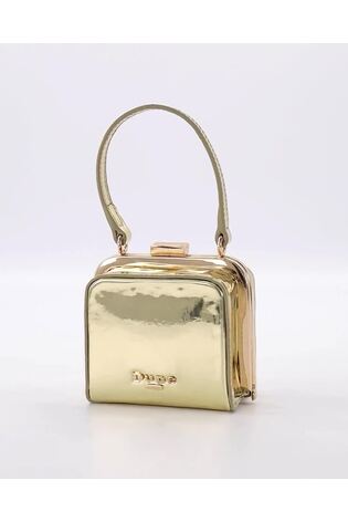 Dune London Gold Santerini Micro Frame Grab Bag