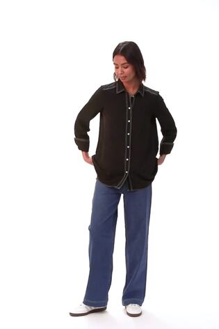 Roman Black Constrast Stitch Shirt - Image 2 of 6