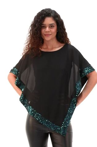 Verde - Roman Sequin Hem Overlay Stretch Top - Imagen 2 de 6 Verde - Roman Sequin Hem Overlay Stretch Top - Imagen 2 de 6
