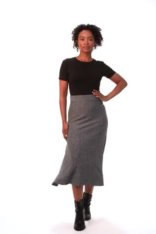 Roman Grey Petite Stretch Knitted Midi Skirt - Image 2 of 6