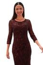 Roman Red Sequin Lace Overlay Ruched Dress - Image 2 of 6
